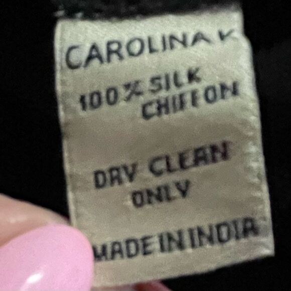 Carolina K 100% Silk Chiffon MIDI Floral Dress Tassel Detail Size Medium - Picture 8 of 13